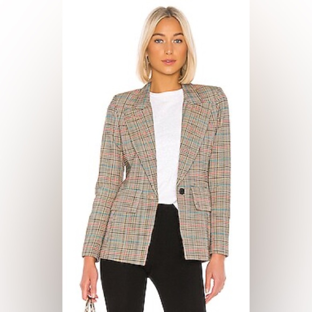 SMYTHE Lounge Blazer Multi Plaid Glen Check size 6